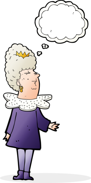 Bir insan tarafından çizilmiş düşünce kabarcığı olan çizgi film kraliçesi.