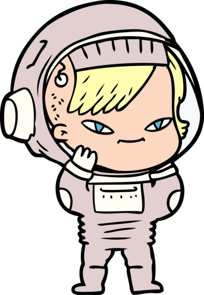 Bir insan tarafından çizilmiş astronot kadın.