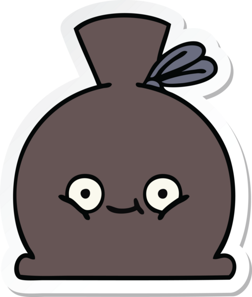 Bir insan tarafından çizilmiş şirin bir karikatür çuvalı.