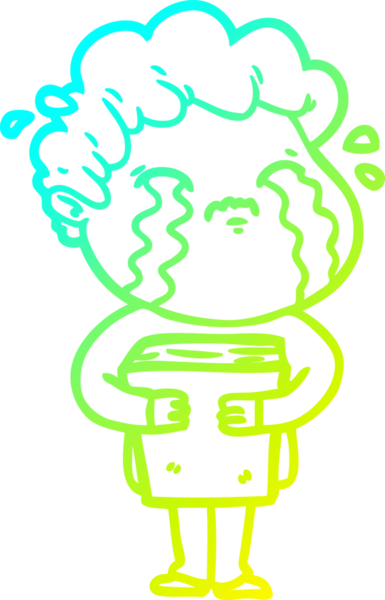 Bir insan tarafından çizilmiş ağlayan bir çizgi film karakteri çizimi.