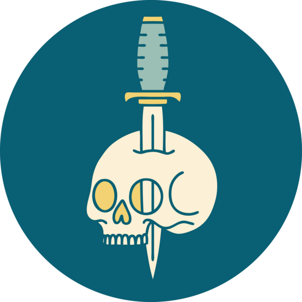 Bir insan tarafından çizilmiş bir kafatasının ikonik dövme şekli