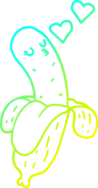 Bir insan tarafından çizilmiş bir muz çizgi filminin soğuk gradyanı.