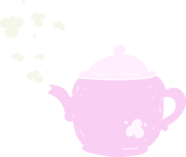 Bir insan tarafından çizilen çaydanlığın düz renk çizimi