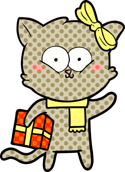 Bir insan tarafından çizilmiş çizgi film kedisi.