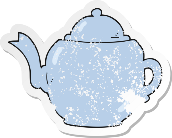 Bir insan tarafından çizilmiş karikatür çaydanlığının geriletilmiş yapıştırması.