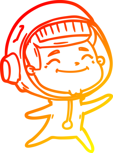 Bir insan tarafından çizilmiş mutlu bir astronotun sıcak çizgi çizimi