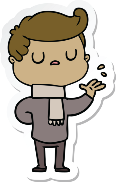 Bir insan tarafından çizilmiş bir karikatür çıkartması.