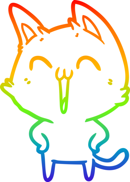 Bir insan tarafından miyavlanan mutlu bir çizgi film kedisinin çizimi.