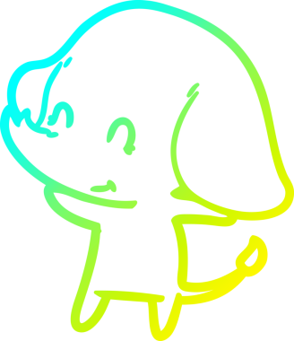 Bir insan tarafından çizilmiş şirin bir filin soğuk gradyan çizgisi