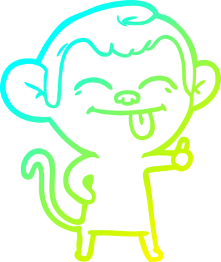 Bir insan tarafından çizilmiş komik bir çizgi maymunun soğuk eğim çizgisi.