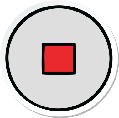 Bir insan tarafından çizilmiş şirin bir çizgi film durdurma düğmesinin çıkartması.