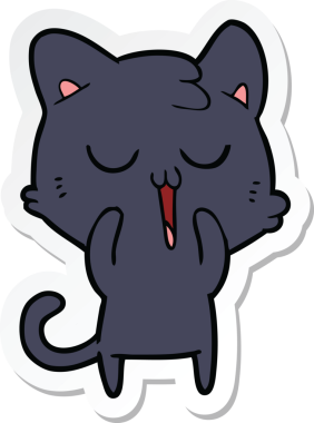 Bir insan tarafından çizilmiş şirin bir çizgi film kedisinin çıkartması.