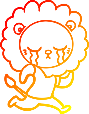 Bir insan tarafından çizilmiş, ağlayan bir aslanın sıcak çizgi çizgisi.