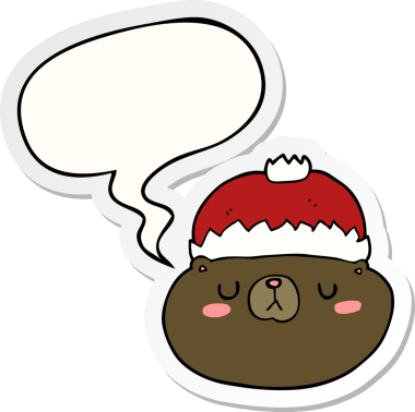 Bir insan tarafından çizilmiş konuşma balonu çıkartmalı çizgi film Noel Ayısı