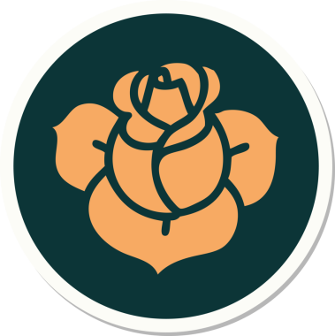 Bir insan tarafından çizilmiş geleneksel bir çiçek stiliyle dövme çıkartması.