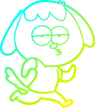 Bir insan tarafından çizilmiş ve sıkılmış bir köpeğin soğuk çizgi çizimi.