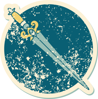 Bir insan tarafından çizilmiş bir hançerin sembolik dövmeli görüntüsü