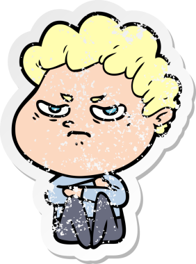 Bir insan tarafından çizilmiş kızgın bir adamın sıkıntılı çıkartması.