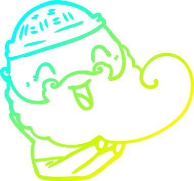 Bir insan tarafından çizilmiş mutlu sakallı bir adamın soğuk hava çizgisi.