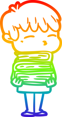 Gökkuşağı gradyanı çizimi Bir insan tarafından çizilmiş meraklı bir çocuk