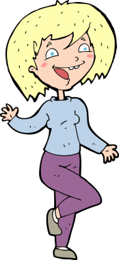 Bir insan tarafından çizilmiş gülen kadın çizgi filmi.