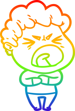 Bir insan tarafından çizilmiş öfkeli bir adamın çizdiği gökkuşağı gradyan çizgisi.