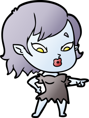 Bir insan tarafından çizilmiş şirin vampir kız çizgi filmi.