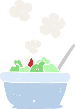 Bir insan tarafından çizilmiş salatanın düz renk çizimi