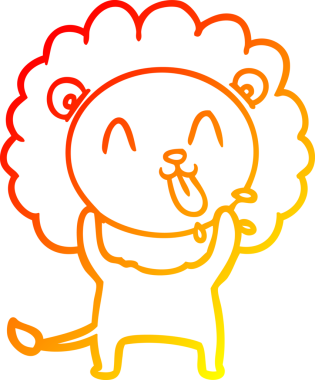 Bir insan tarafından çizilmiş mutlu çizgi film aslanının sıcak çizgi çizimi