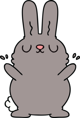 Bir insan tarafından çizilmiş garip çizgi film tavşanı.