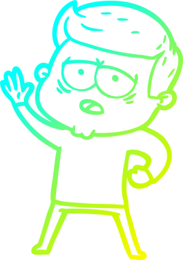 Bir insan tarafından çizilmiş, yorgun bir adamın soğuk çizgi çizimi.