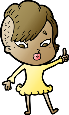 Bir insan tarafından çizilmiş, şaşırmış bir kız.