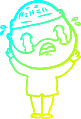 Bir insan tarafından çizilmiş ağlayan sakallı bir adamın çizdiği soğuk çizgi.