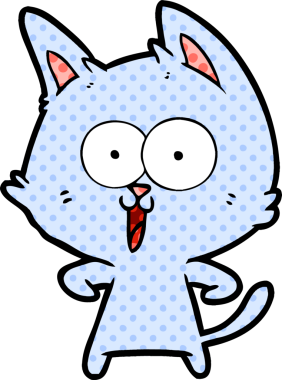 Bir insan tarafından çizilmiş komik çizgi film kedisi.