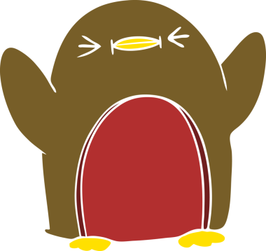 Bir insan tarafından çizilmiş düz renkli çizgi film Robin