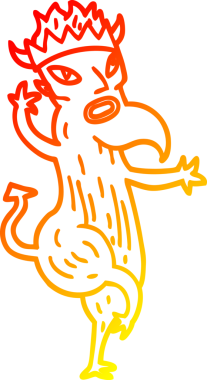 Bir insan tarafından çizilmiş karikatür şeytanının sıcak çizgi çizimi