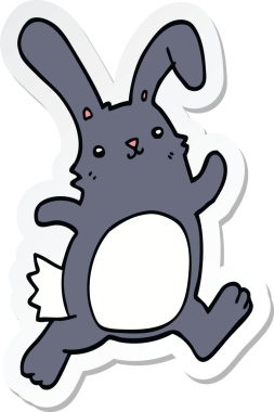 Bir insan tarafından çizilmiş çizgi film tavşanının çıkartması.