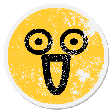 Bir insan tarafından çizilmiş hoş ve hayret verici bir yüz dairesel çıkartması.