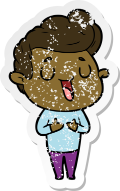 Bir insan tarafından çizilmiş mutlu bir çizgi film karakterinin sıkıntılı çıkartması.