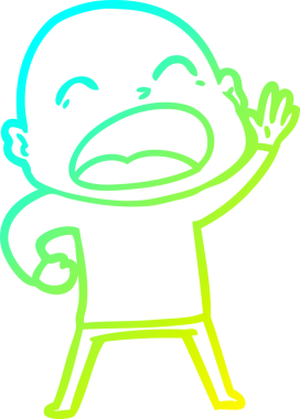 Bir insan tarafından çizilmiş kel adam diye bağıran bir çizgi film çizimi.