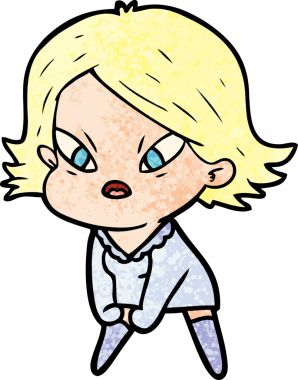 Çizgi film bir insan tarafından çizilmiş stresli kadın.