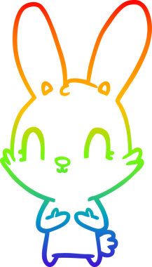 Gökkuşağı gradyan çizgisi. Bir insan tarafından çizilmiş şirin bir tavşan çizimi.