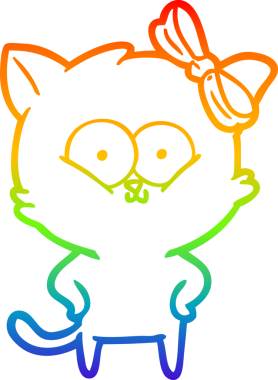 gökkuşağı gradyanı çizimi bir insan tarafından çizilmiş çizgi film kedisi