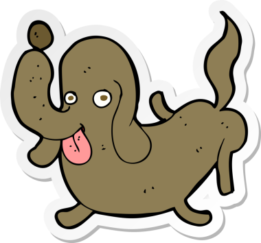 Bir insan tarafından çizilmiş bir köpeğin çıkartması.