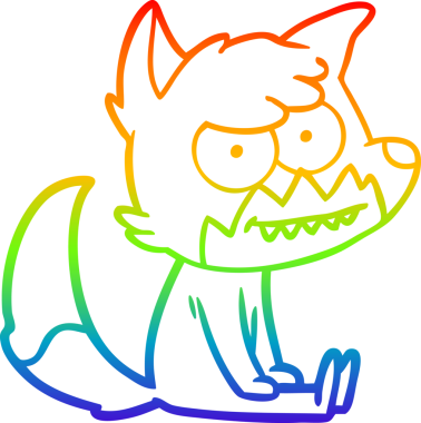 Bir insan tarafından çizilmiş sırıtan tilki çizgi çizimi.