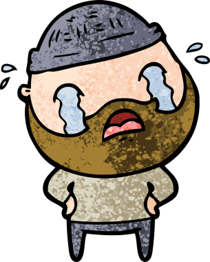 Çizgi film sakallı adam bir insan tarafından çizilmiş ağlıyor.