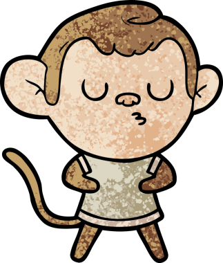 Bir insan tarafından çizilmiş sakin maymun çizgi filmi.