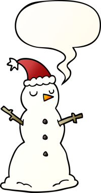 bir insan tarafından çizilmiş, konuşma baloncuklu kardan adam.