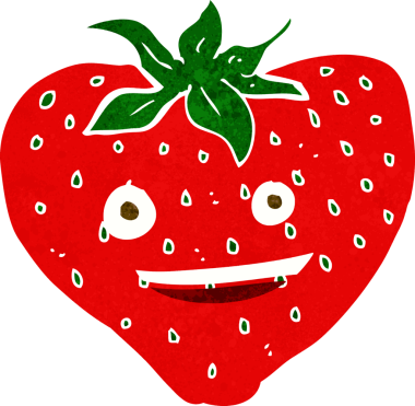 Bir insan tarafından çizilmiş çilek çizgi filmi.