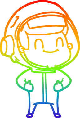 gökkuşağı gradyan çizimi mutlu bir çizgi astronot çizimi bir insan tarafından çizildi